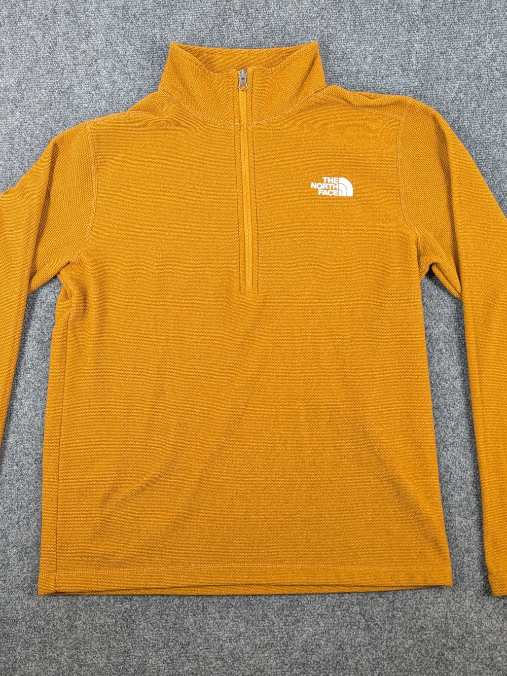 The North Face Mens Medium Mustard Gold Textured 1/4 Zip Fleece Pullover Jacket